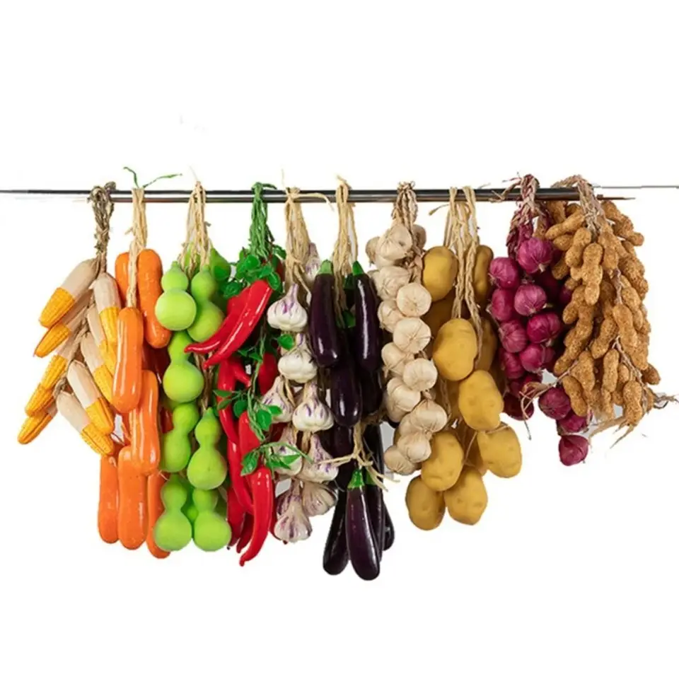 1bunch Food Zelenina String Pendant Falošné chilli korenie ovocného modelu Photography Photography pre domácu párty stenu zavesenie dekorácie
