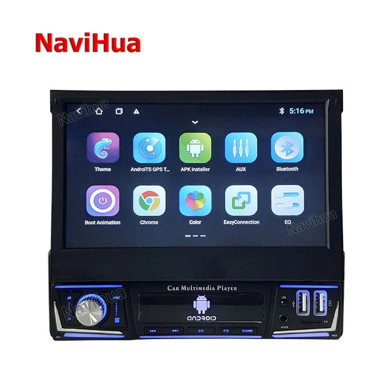 1Din Car Radio zatiahnuteľné 7 '' dotyková obrazovka GPS WiFi Autoradio CAR MP5 Player + 12 LED zadný fotoaparát DVD Player