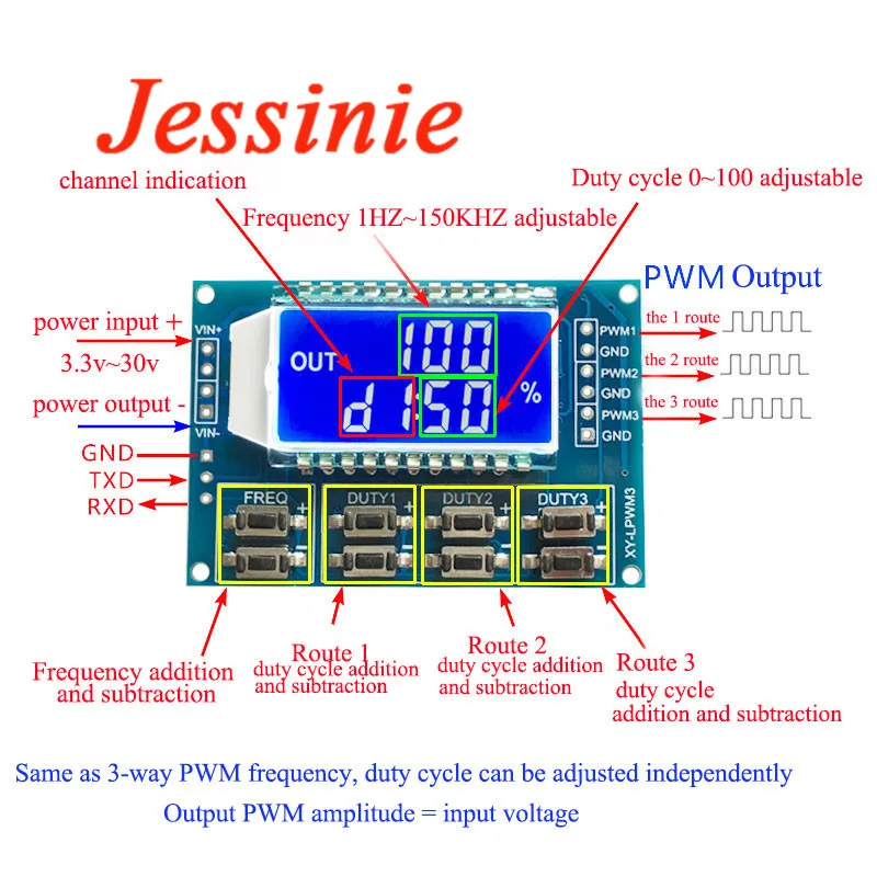 1Hz-150kHz Generátorový modul nastaviteľný PWM Frekvenčný generátor Frekvenčný generátor TTL LCD Displej 5V DC 12V 24V