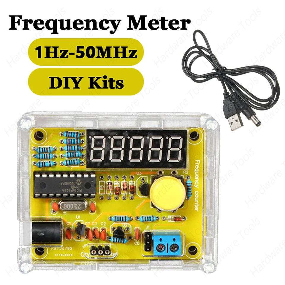 1Hz-50MHz kryštálový oscilátorový merač frekvencie Tester 5 číslic zobrazuje digitálny frekvenčný počítač s modulom s obalom s obalom DIY.