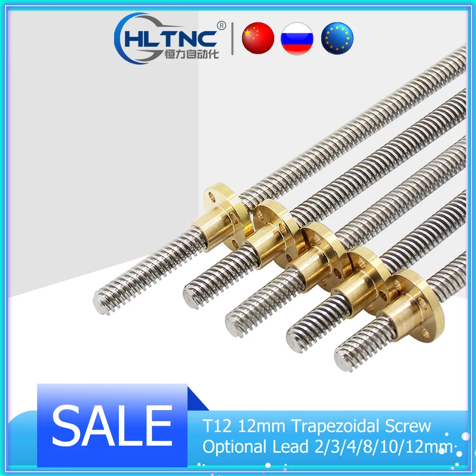 1ks 100/150/200/250/300/350/400/450/500/550 mm 304 Nerezová oceľ T12 T12 Lapezoidálna skrutka skrutky s mosadznou maticou