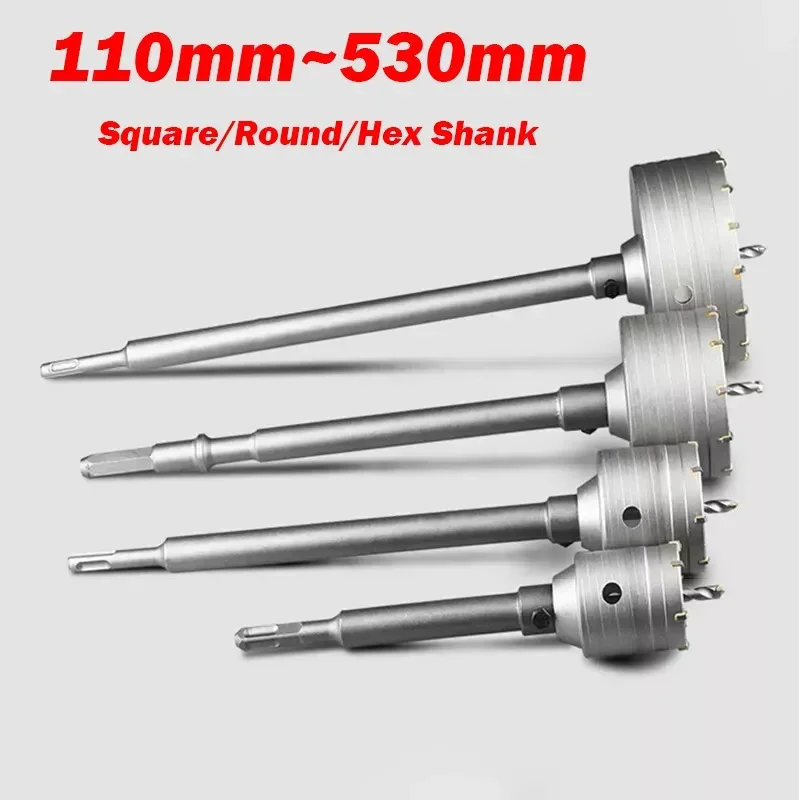 1ks 110 mm až 530 mm betónové diery na stenu Masonry vŕtačka Bit spojovacie tyče cement Cement Brick štvorcový/okrúhly/hex