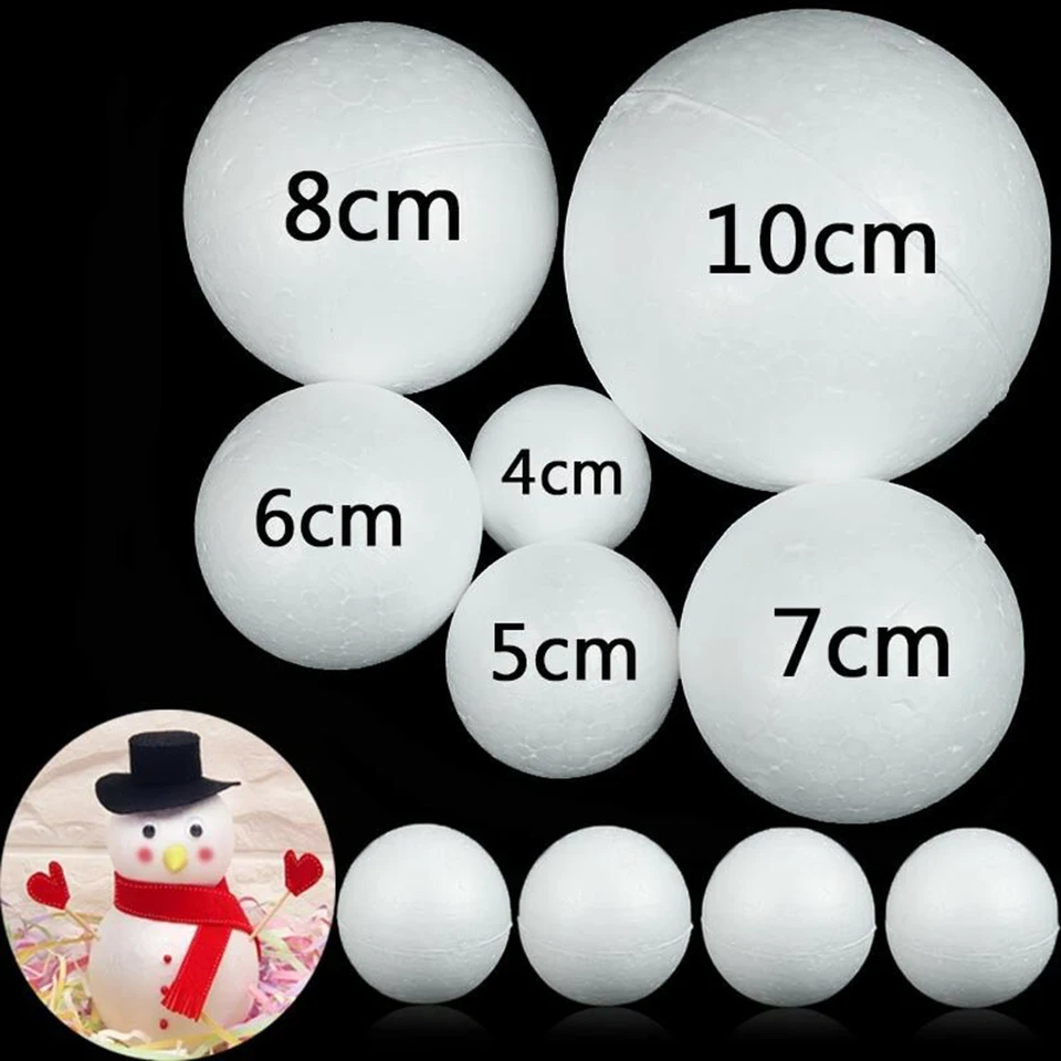 1ks 12-6cm biele modelovanie remeselníkových polystyrénových guľatých penových guľôčok pre svadobnú hostinu vianočné dekoratívne