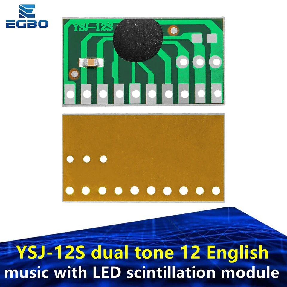 1ks 12 Detské piesne, hudobný modul YSJ-12S Duálny tón 12 English Music s LED scintilačným modulom