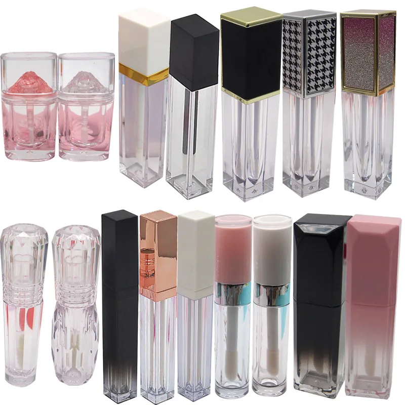 1ks 3-7 ml DIY Gradient Blue Pink Priehľadná pery glazúrka štvorcová štvorcová pery lesklé trubice Prázdne trubice Kozmetické doplňovateľné fľaše Veľkoobchod