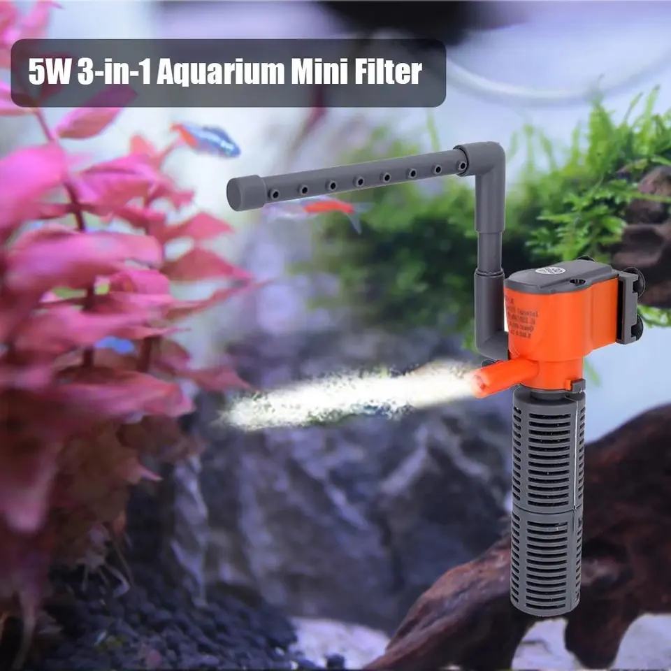 1ks 3-v-1 Filter Filter akváriu MONERIBLE Vodné čerpadlo AC220-240V Mini filter kyslíkový vzduchový čerpad