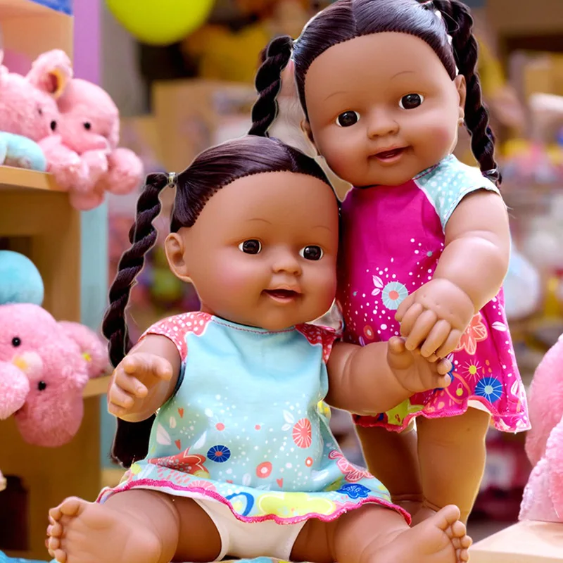 1ks 30 cm simulácia Reborn Doll Cartoon Mini čierna dieťa výbuch hlava Čierna pleť detská hračka Soft