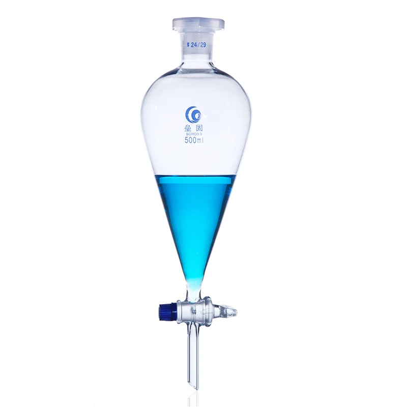 1ks 30 ml až 1000 ml hruškového v tvare oddeľujúci kužeľový lievik so skleneným skleneným laboratórnym laboratóriom skla skla skla