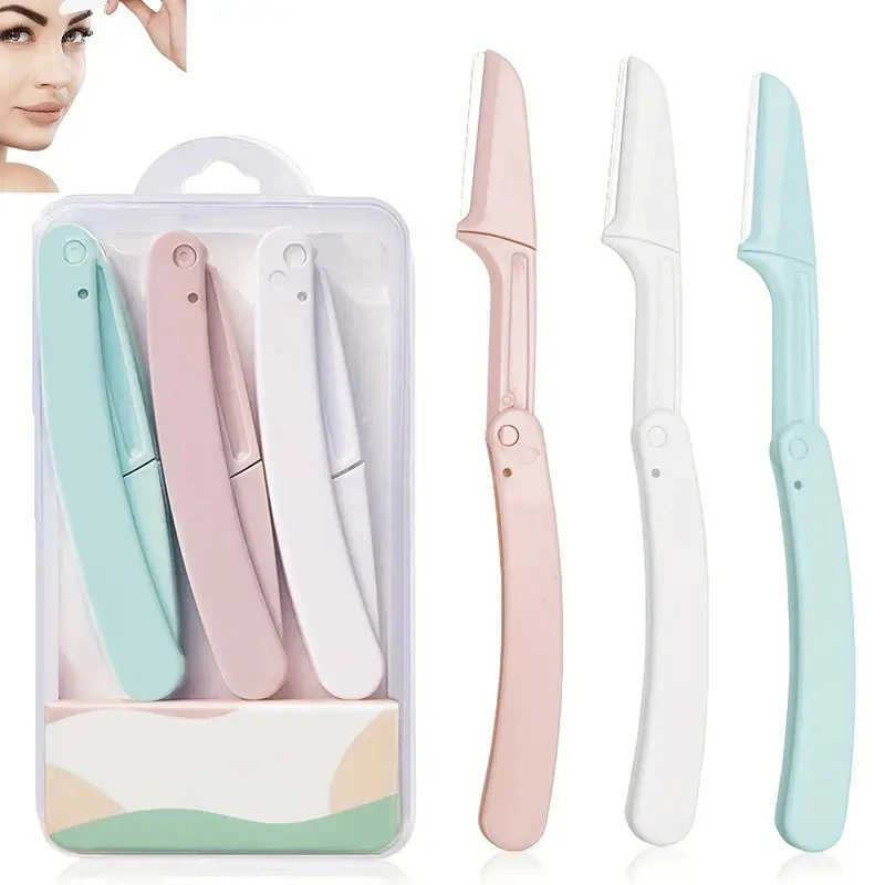 1ks/3ks bezpečnostné skladacie skladacie obočie, bradavka na holenie, make -up nástroj, britvy obočia ， bezpečné skladacie dámy tvár