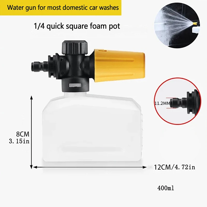 1ks 400 ml štvorcovej snehovej peny Lance Wash Washories príslušenstvo pre vysokotlakovú vodnú penovú penovú delá pre bezdrôtové umývacie náradie