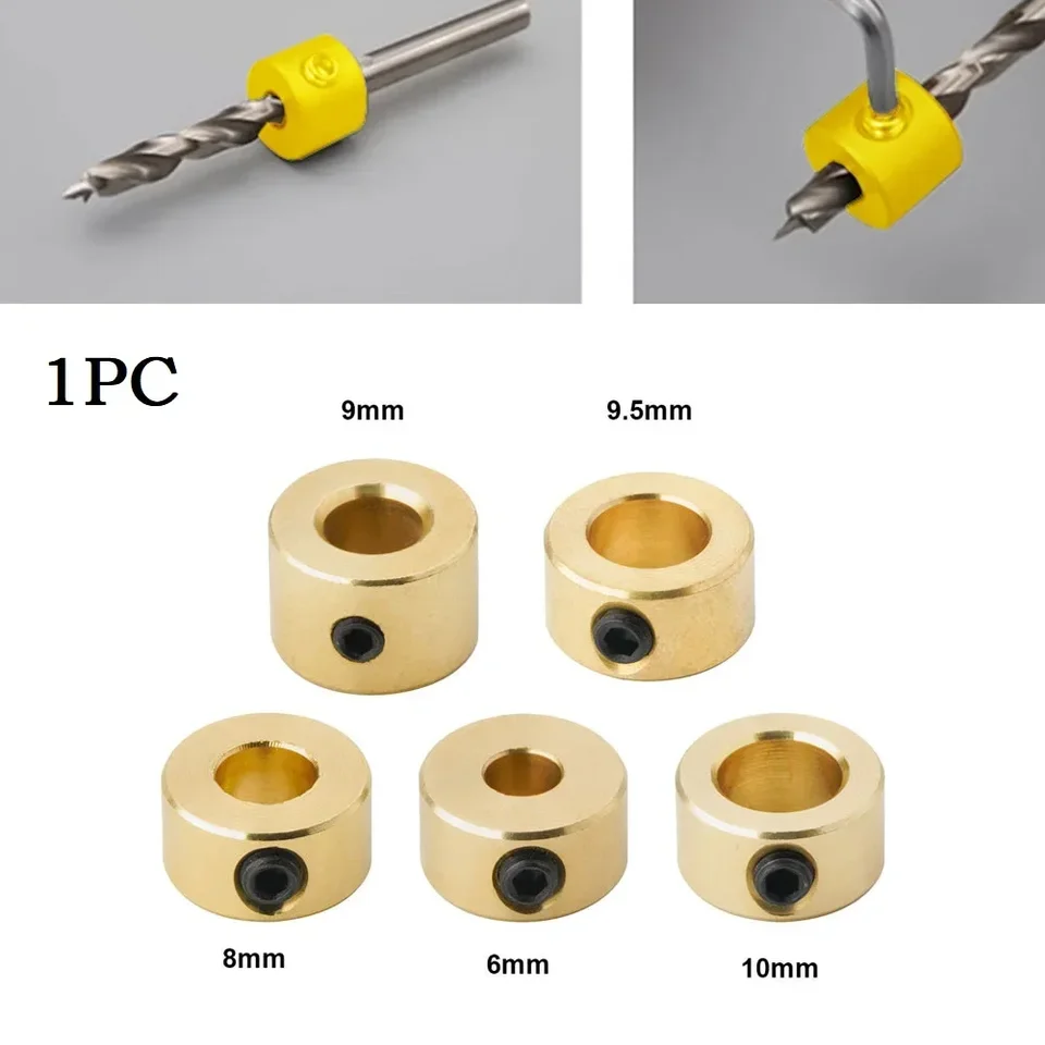 1ks 6/8/9/9,5/10 mm vŕtačka drevené bit lokalizátor Zastavenie krúžku vŕtačky Mosadr mosadze hĺbka hĺbky obojkov polohovača Woodworking Tools Tools