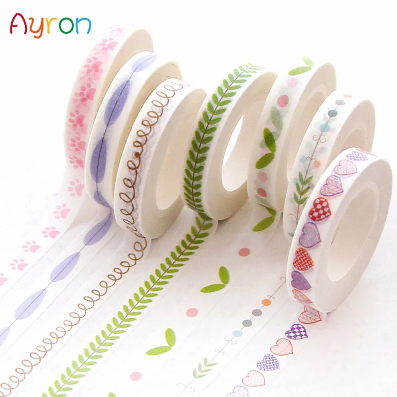 1ks 7 mm x 10m Kreatívne farebné kvetinové rastliny Dekoratívna lepidlá maskovanie umývacej pásky DIY Scrapbooking Stope Label School