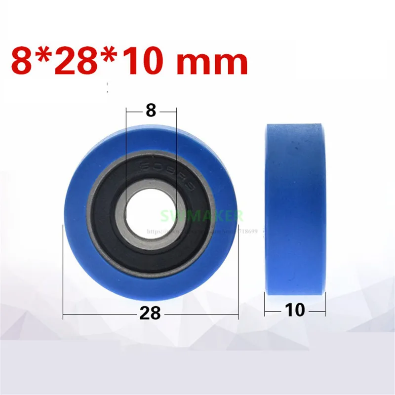 1ks 8*28*10 mm mlžé, vysoko kvalitné PU potiahnuté 608 ložiskový valček, UMBB8-28 PU potiahnuté ložiská Ploché koleso