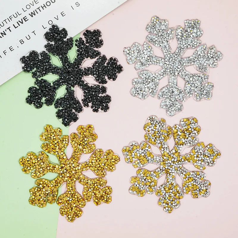1ks 9,5 cm vianočné snehové vločky Resin kamienky Zlaté strieborné náplasť DIY ručné príslušenstvo
