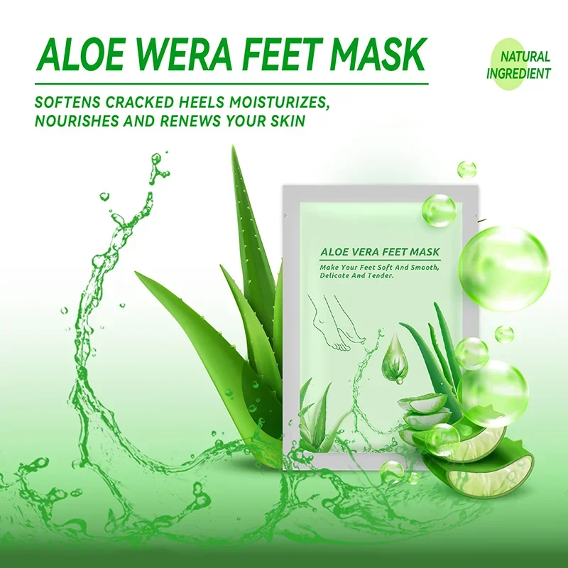 1ks aloe vera nohy Exfoliatujúce nohy maska ​​pedikúry ponožky pre nohy Maska Odstráňte odumreté kožné podpätky Foot Peeling Spa Spa Mask