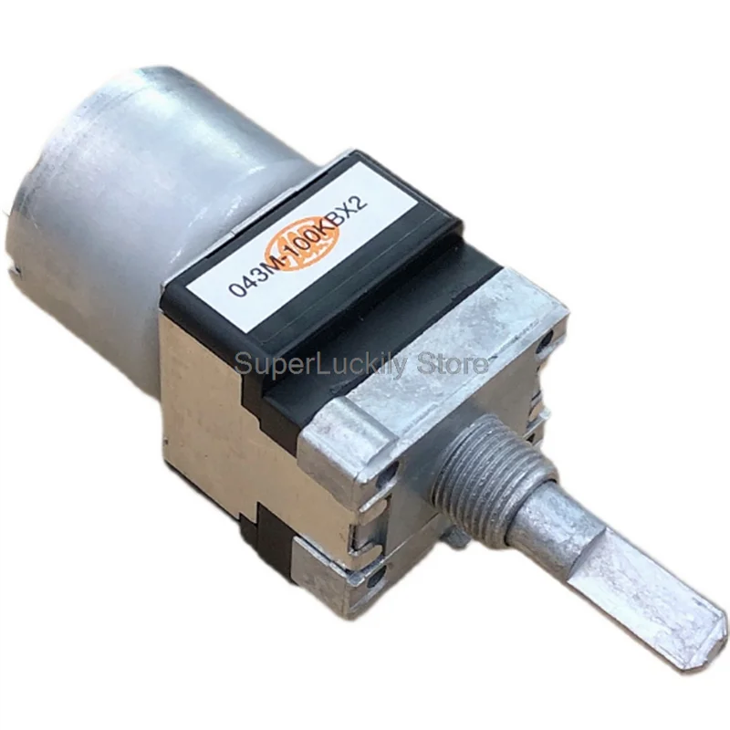 1ks Alps pohon motora Potentiometer B100KX2 RK16812MG098 100KBX2 DUUL POTENTIometer s poklepaním 25 mm polovičný hriadeľ