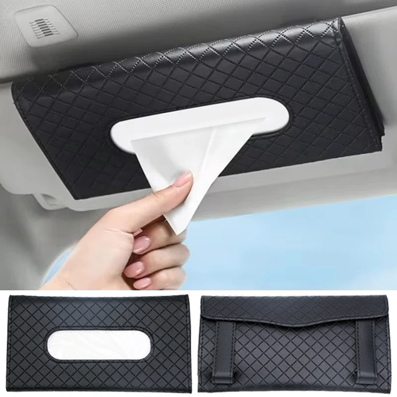1ks auta Tissue Box PU kožené auto slnečné tanier Tissue Tissue Box s tkanivom Univerzálne automatické interiérové ​​dekorácie Doplnky