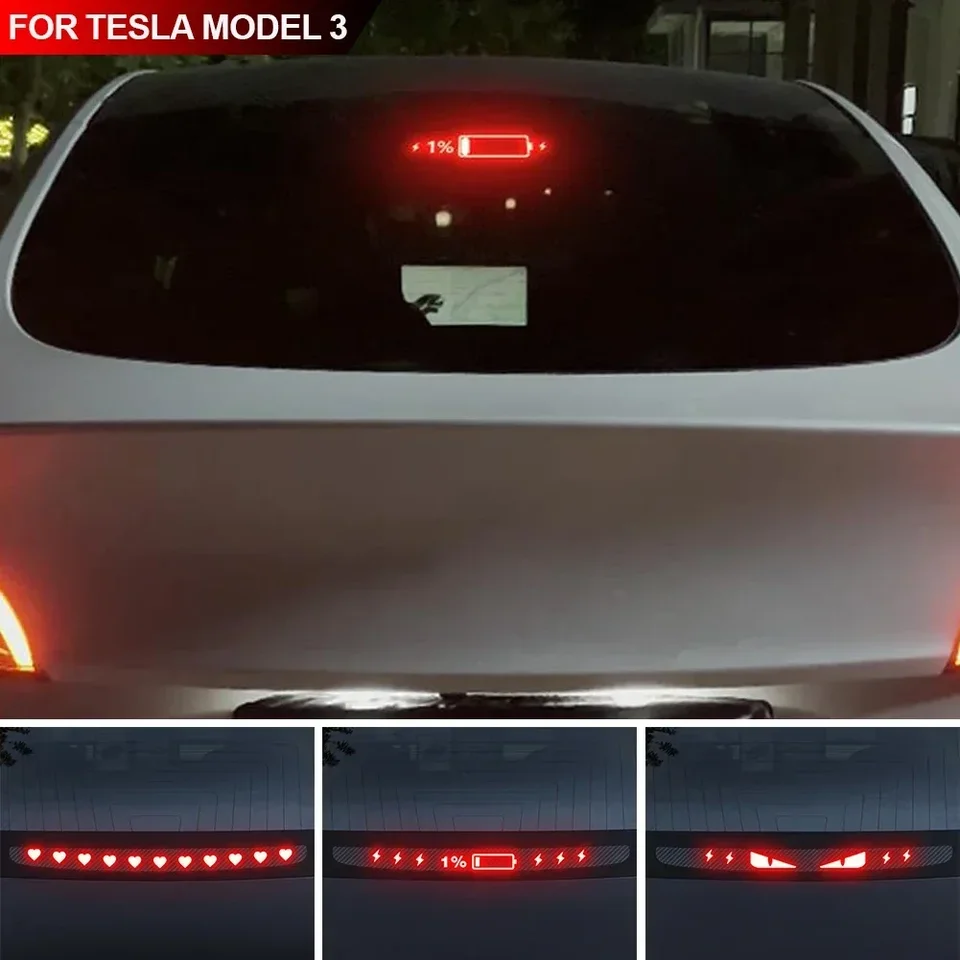 1ks -auta Vysoko namontovaná brzdová lampa automobilová priebežná doska na premietaciu dosku s mäkkým nálepkou s horným chvostom Svietidlá pre Tesla Model 3