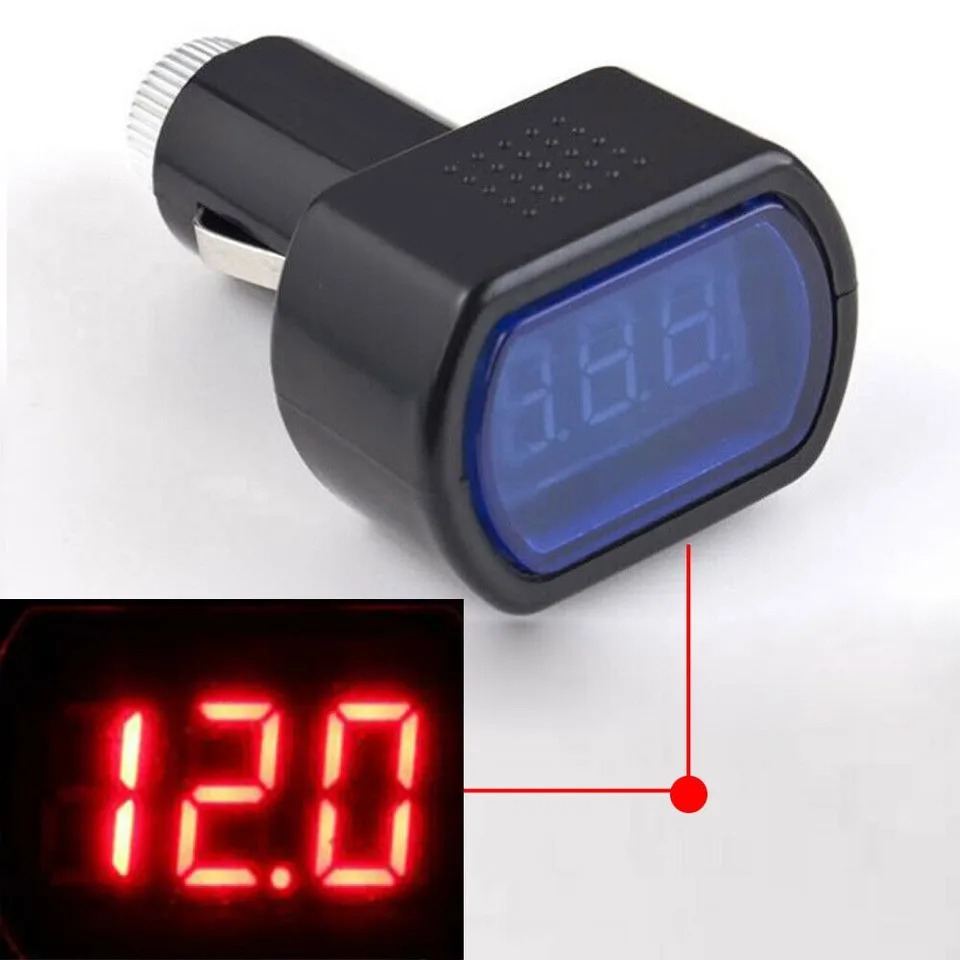 1ks auto automatické 12 V 24 V teplomer voltmeter-Universal Display LED Digitálny teplomer voltmeter glukomer batérie automobilu