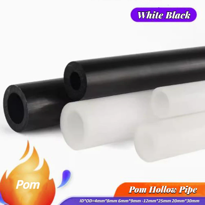 1ks biela čierna pom s dutým potrubím Polyformaldehyd Izolácia potrubia Tvrdé plastové potrubie ID spracovania*OD = 4 mm*8 mm-20 mm*30 mm
