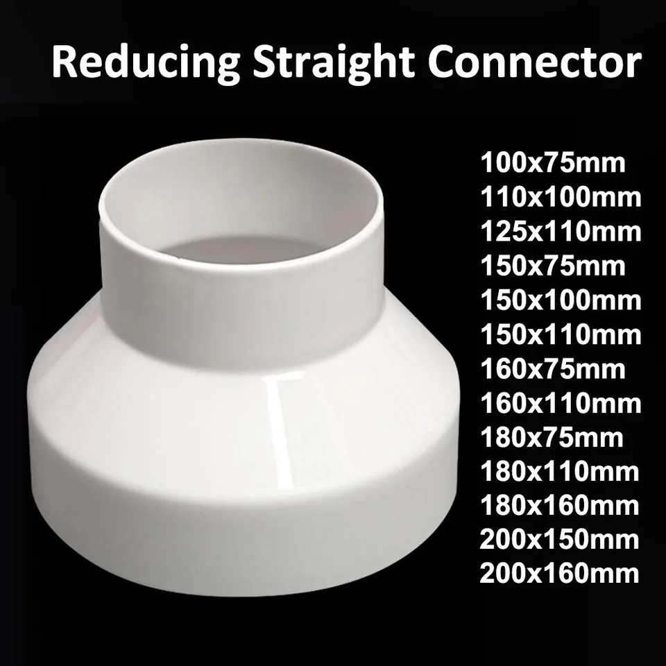 1ks biely PVC redukčný priamy priemer konektora 75 100 110 125 150 160 180 200 mm