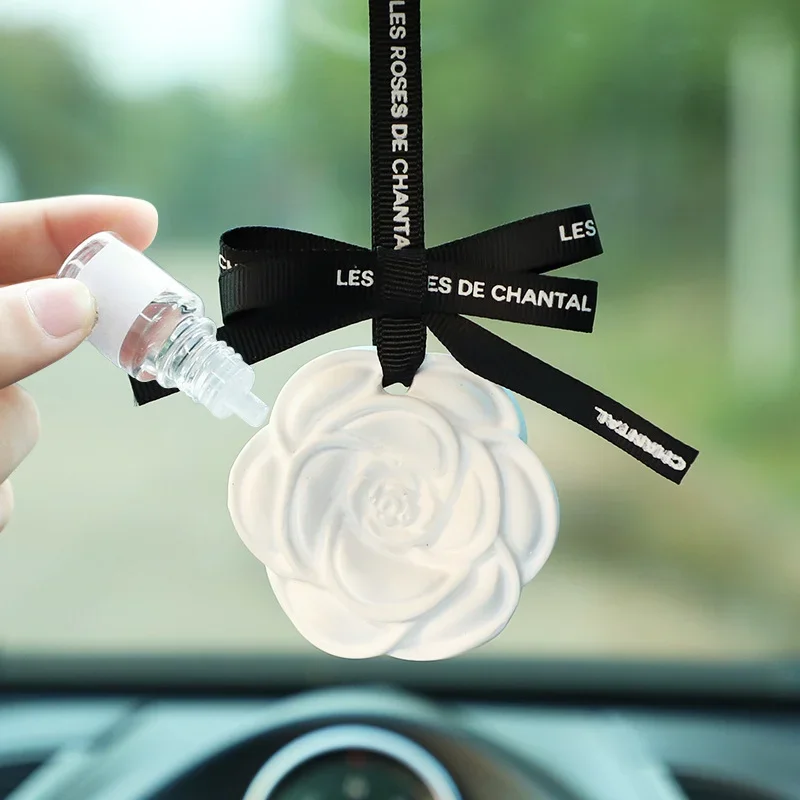1ks Camellia voňavé auto prívesok kreatívny difúzovač kamenné auto spätné zrkadlo Zrkadlo prívesok módne vozidlá