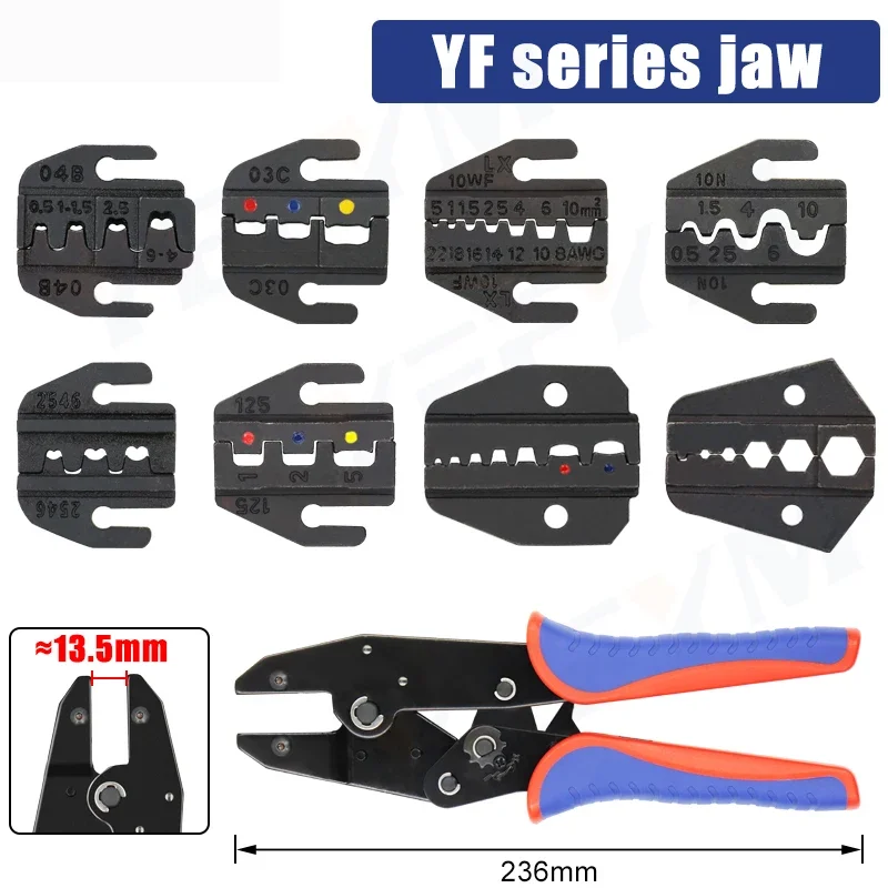 1ks Carmping Pliers čeľusť YF Kliešte 9 palcov pre pružinovú vložku, vopred izolované, nepremokavé, typu trubice, koaxiálne ukončenie kábla