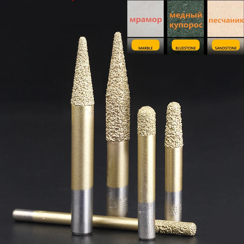 1ks-, CNC tuhé karbidové diamantové gravírovanie bit pre mramor, modrú farbu a pieskovc