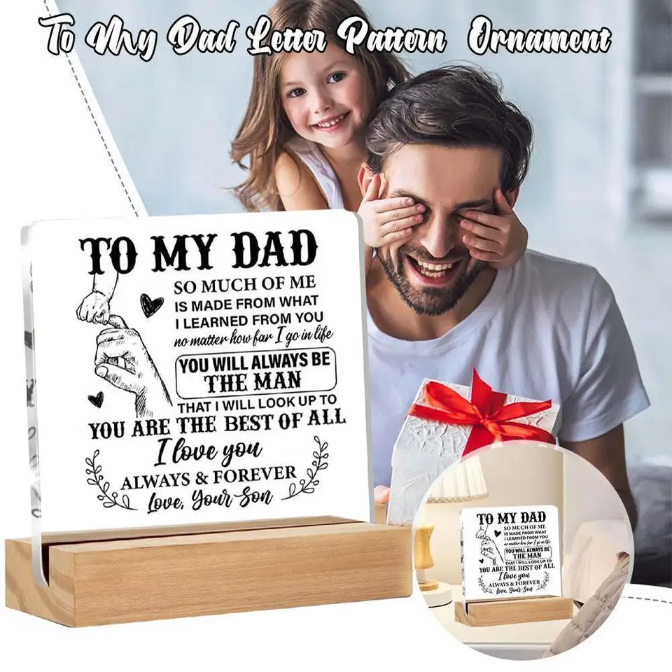 1ks Crystal Acryl Daught Darček s dreveným rámcom Akrylové kancelárske stoly Plaque Logo, ďakujem za darček