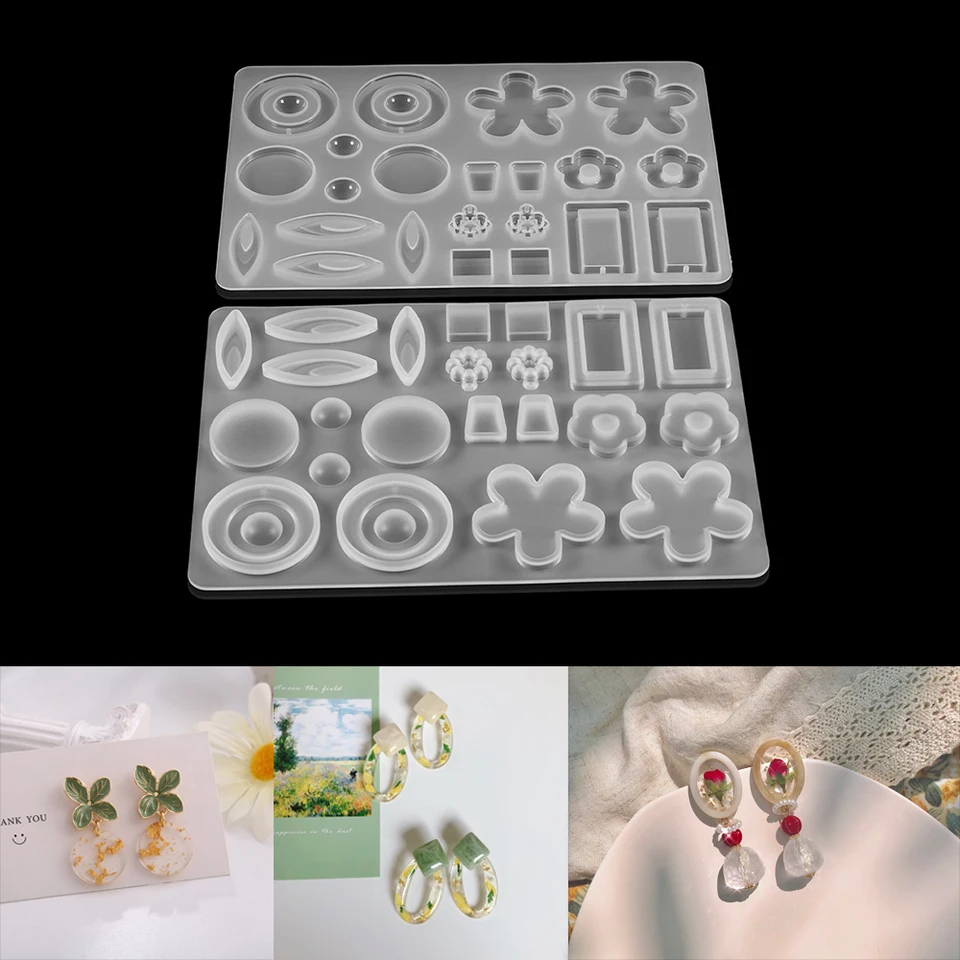 1ks Crystal Epoxy živicová pleseň náušnice kvetiny prívesok pleseň Casting Silikónové formy pre náušnice