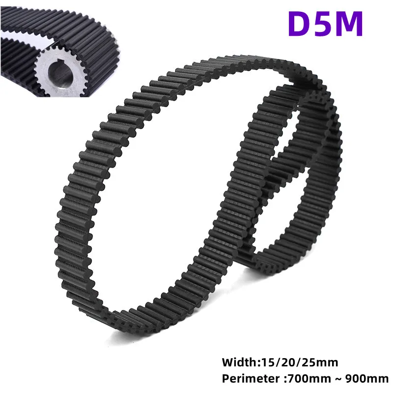 1ks D5M Gumový dvojitý bočný časový remeň Synchrónne pásové šírky 15/20/25 mm obvod 700/710/720/740/750/~ 900 mm