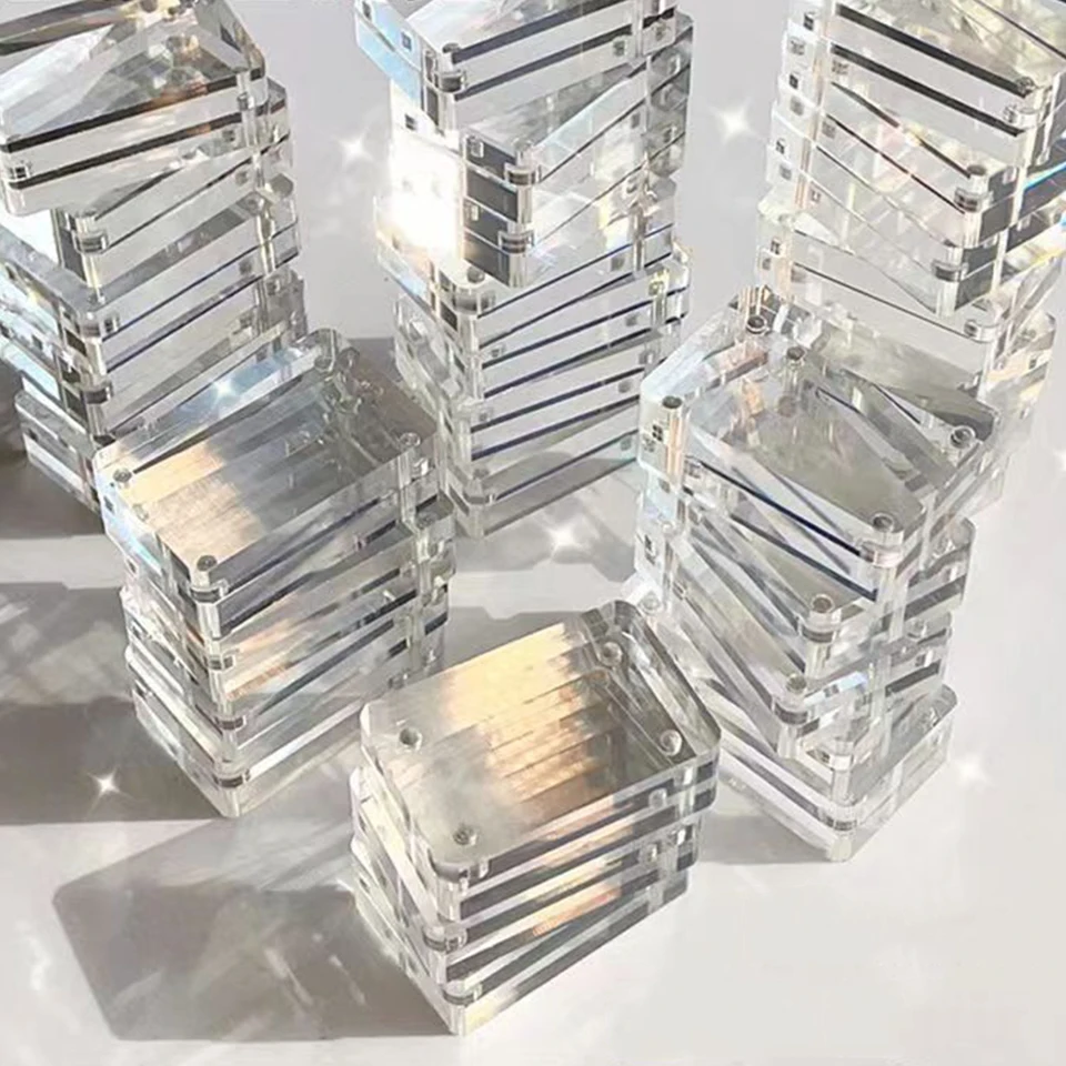 1ks DIY akrylové tehly s laserovými nálepkami Mini číre akrylové bloky Magnetické fotografické rámce Domáce dekorácie nálepky