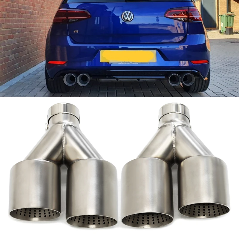 1ks Double Matte z nehrdzavejúcej ocele TUP TUP TRIP SEPT TIP SYSTEM RAP Univerzálny výfukový špičku 60 mm 63 mm GTI MK7 GOLF7 DYZY