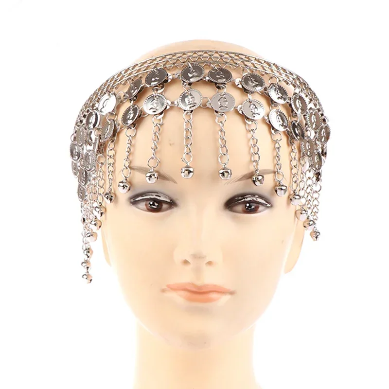 1ks dámske brušné tanečné vlasové vlasové koľby Kopály Cypsy Headband Head Reťaz Indian Dance Performance Doplnky