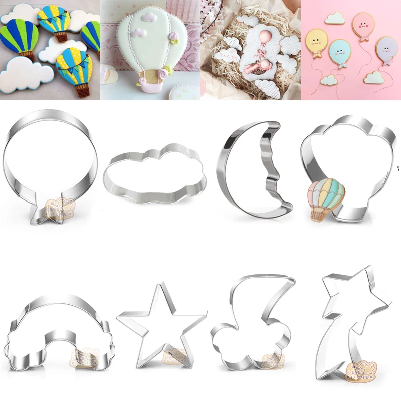 1ks dúhový mrak Mesiac Balón Starinless oceľový cookie rezačka fondant tortu dekora