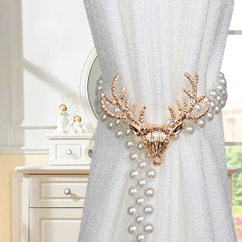 1ks Elk Pearl Elasticky roztiahnuteľný záclonový dekoračný záclon Držitelia zviazania spona clonu zviatok