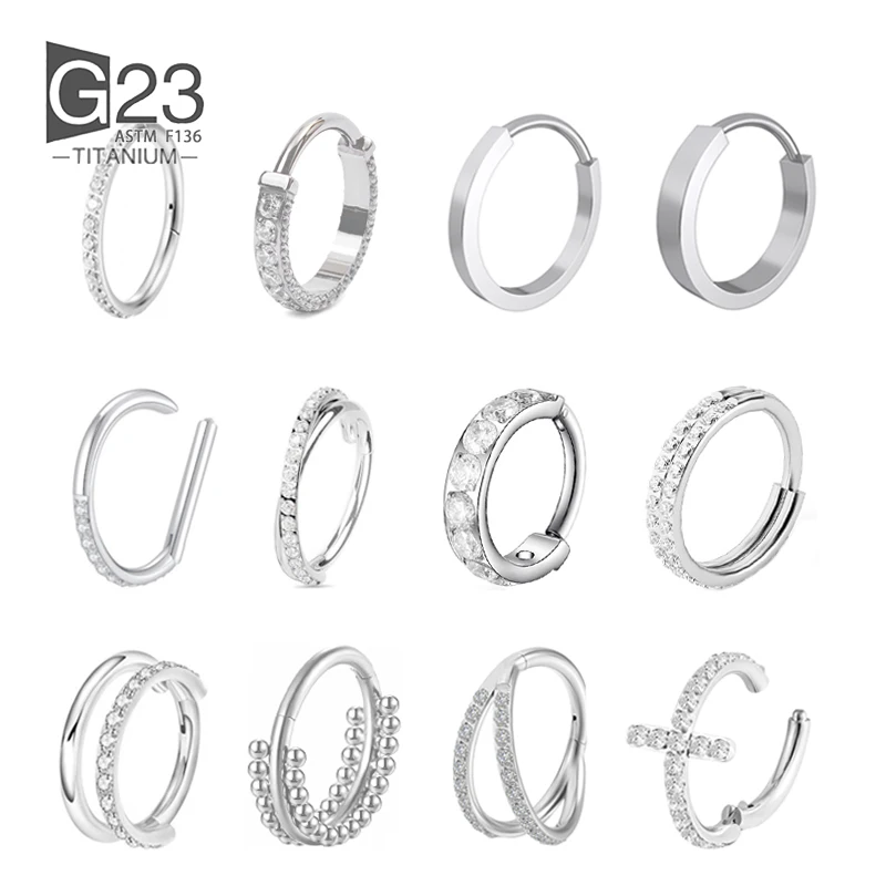 1ks G23 Titánový nosný prsteň pre ženy Men aaa kubický zirkón piercings