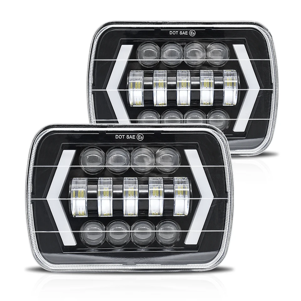 1ks H4 7-palcový Wrangler Square Light Light Five-Eye osem kolena 5x7 pre džípový svetlomet H4 180W 6500K 180000 libier široký tlak 9-30V