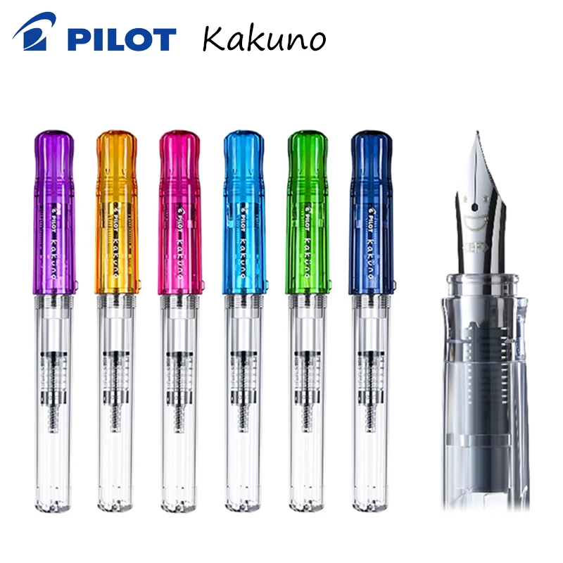 1ks japonský pilot Kakuno Smile Fountain Pen EF / f / M Transparentná tyč Limited edície Študentské prax Pero Rotary Atrath Absorbber