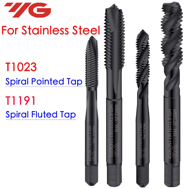 1ks Južná Kórea YG HSSE Inox Metric Spiral Fluted TAP M2M2.5M3M3.5M4M5M6M7M8M10M12 Špirálová špirála TAP s červeným kruhom s červeným kruhom