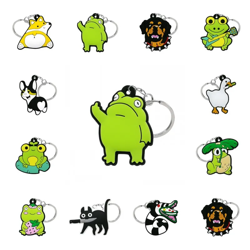 1ks keychain roztomilý zvierací karikatúra Keyring Dog FROG Had had kačica držiaky kľúča fit muži Klávesy