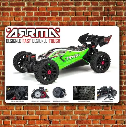 1ks, kovový plagát RC Car Tin Sign Plaque Arrma Typhon Buggy