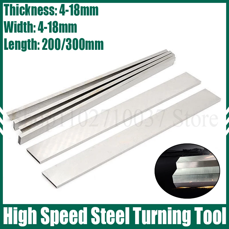 1ks L = 200/300 mm HSS vysokorýchlostné oceľové otáčanie nástroja Biela oceľ Rezací bar Lathe Opakining Tools CNC