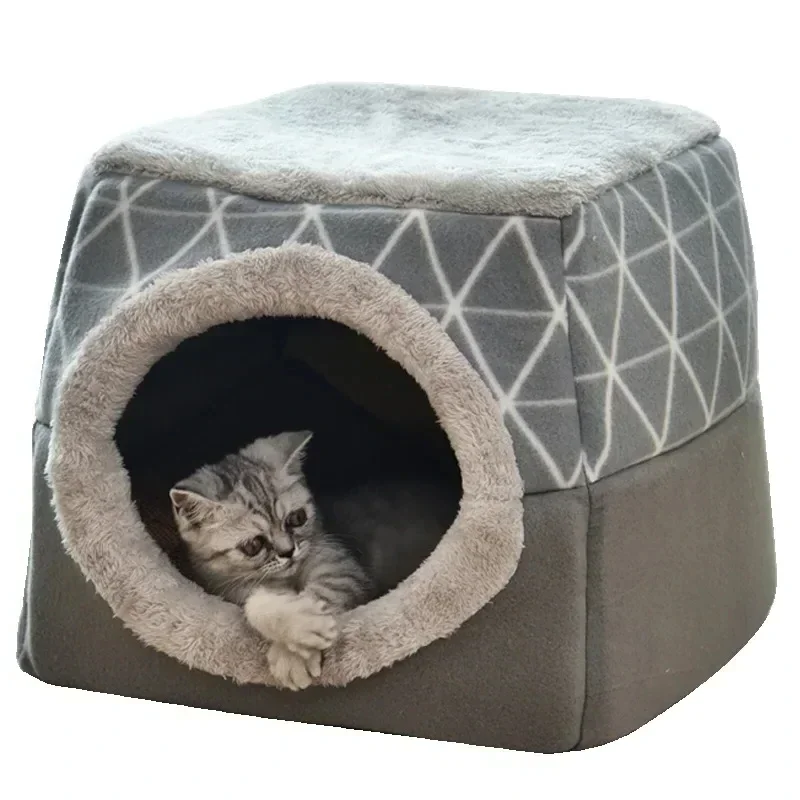 1ks Malé psy a mačky Teplá jaskyňa Igloo Pet lôžko zatvorené zimné psie dom mäkké a pohodlné maznáčik
