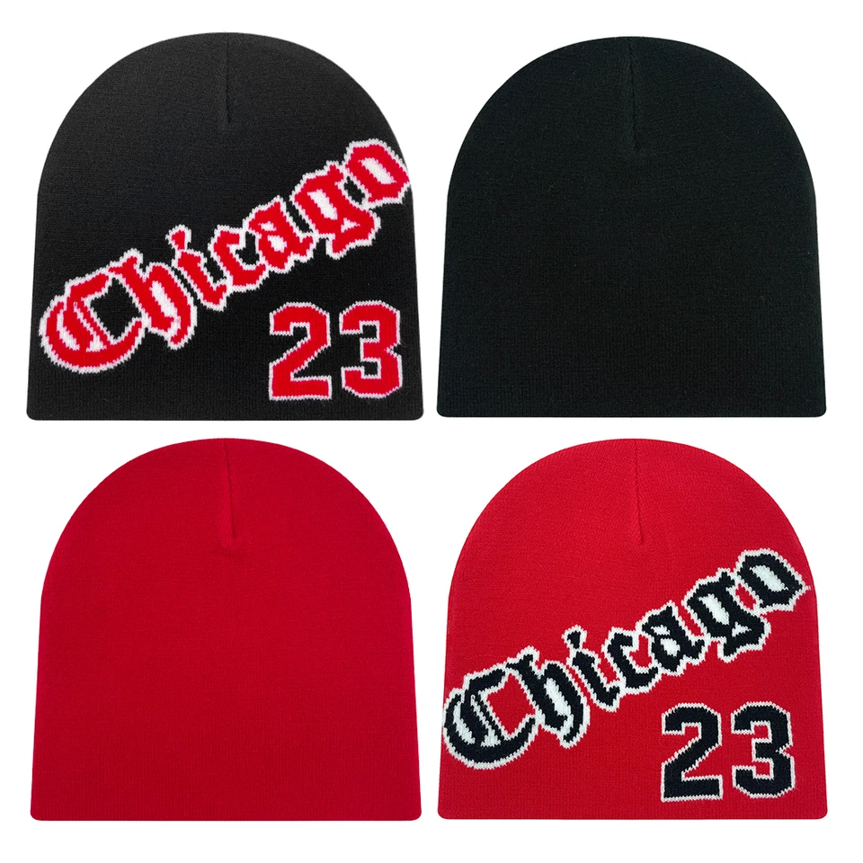 1ks muži a ženy Universal Chicago 23 Jacquard Hat Knit Hat Outdoor Sports Hat Warm Beanie Winter Hat Cold Hat Cold Hat