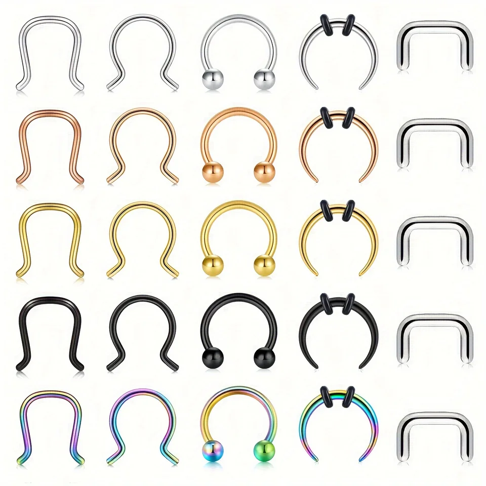 1ks nosový septum piercing šperky z nehrdzavejúcej ocele 8 mm v tvare podkovy nosa pre mužov a ženy