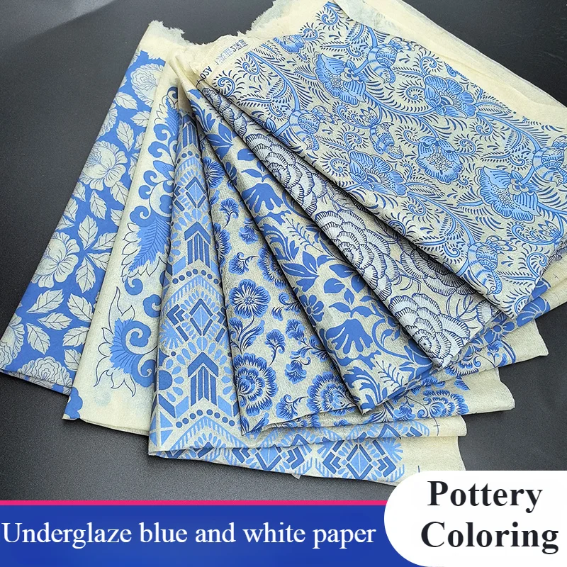 1ks nové kreatívne keramické nálepky modré a biele porcelánové keramika prenos hlinený papier DIY hrnčiarske remeslá sfarbenie náradia