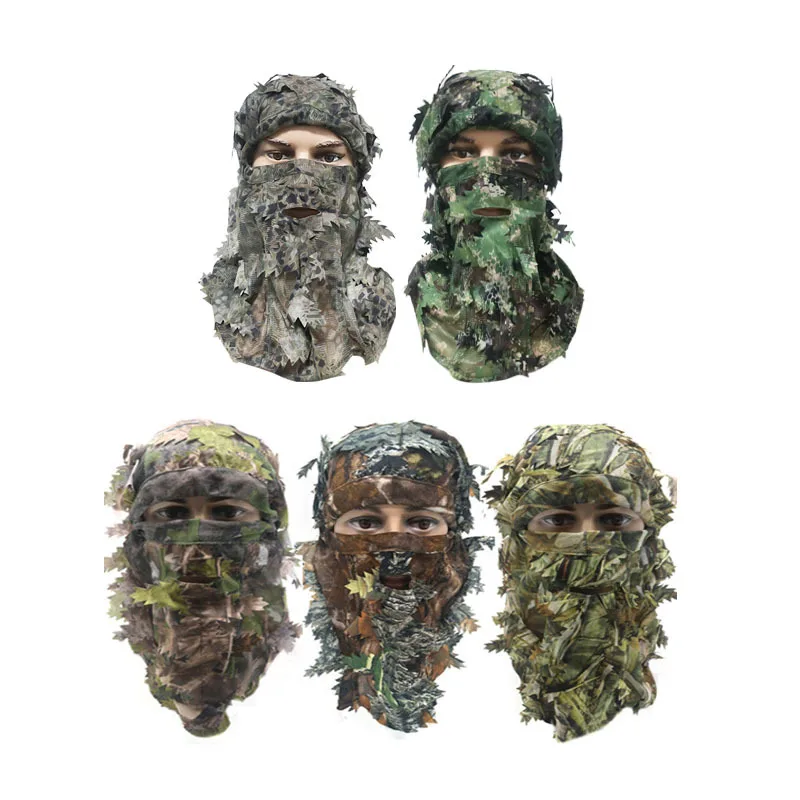 1ks Nový 3D maskovacia čiapka plná tvárová maska ​​Outdoor Hood Cap 3D plná tvár kryt