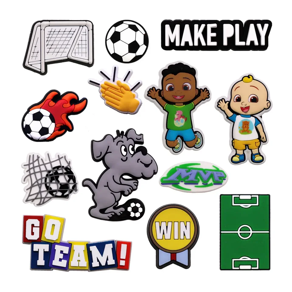 1ks Originálny futbalový zápas PVC Shoe Charm Accessories Futbalové pole gól dizajnér sandále dekorácie Buckle deti najlepšie darčeky