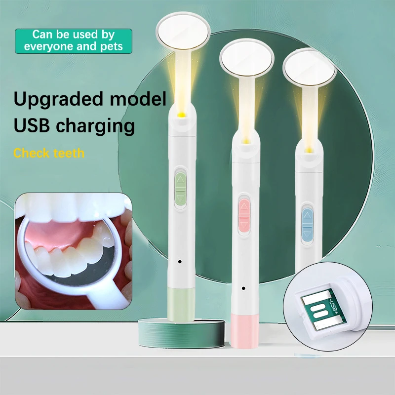 1ks prenosný opakovane použiteľný zubný LED LED LIGHT Mirror Zrkadlo zubný zubný lekár Orálna kontrola anti hmlovej hmly Hygiena s jasným zubom Hygiena čistý prístroj